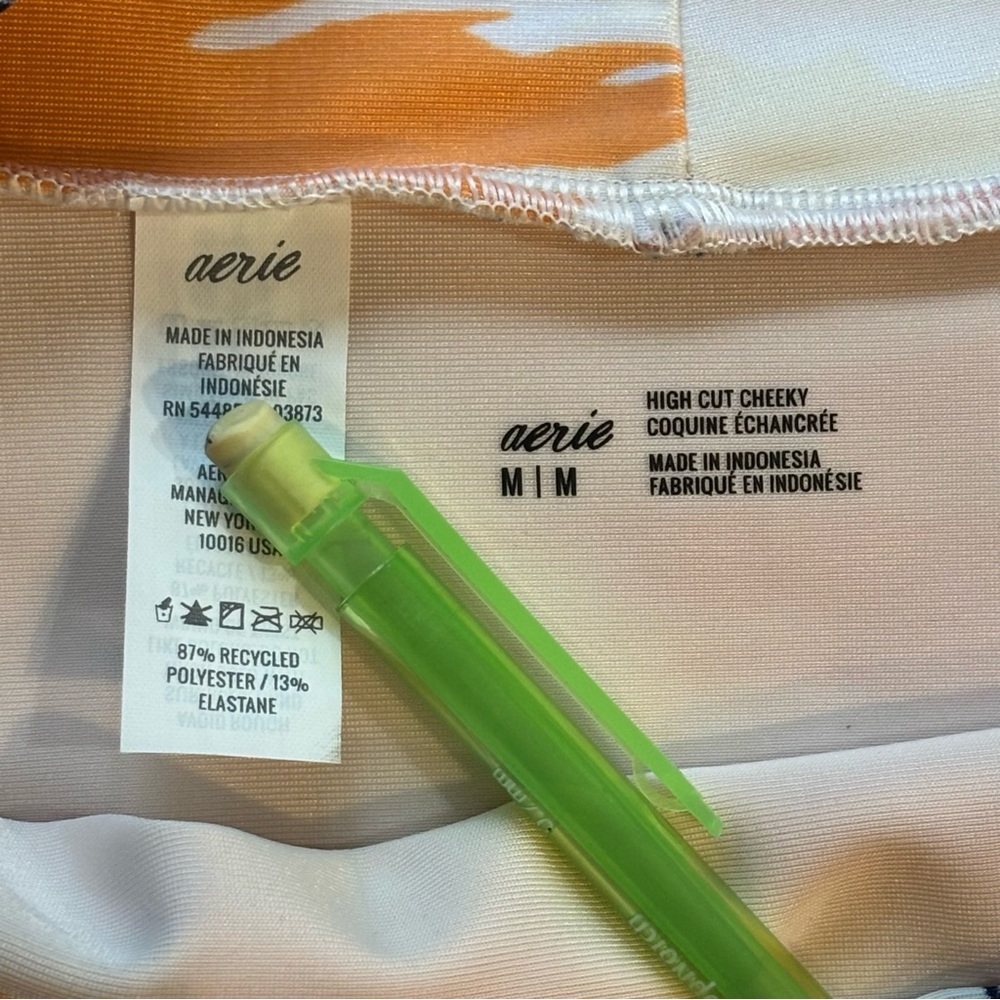 Aerie Aloha High-Cut Cheeky Pink Orange Bikini Bottoms Size M EUC - Picture 4 of 7